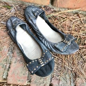 [Gap] Gunmetal Gold Studded Bow Ballet Flats